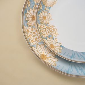 Golden Azure 37-Piece Fine Bone China Dinner Set