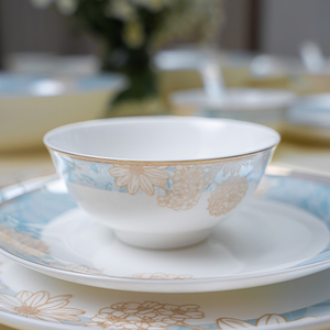 Golden Azure 37-Piece Fine Bone China Dinner Set