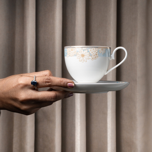 Golden Azure Cup & Saucer Set – 12 Pieces