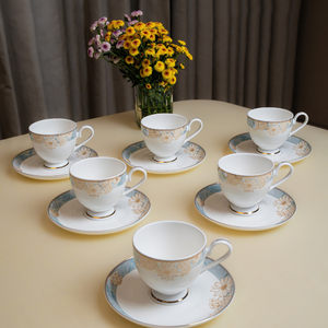 Golden Azure 37-Piece Fine Bone China Dinner Set