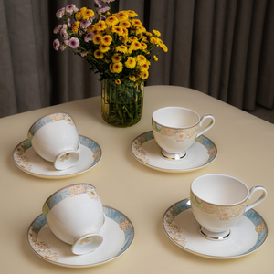 Golden Azure Cup & Saucer Set – 12 Pieces