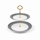 Houndstooth Noir Double Tier Serving Stand – 2 Tier