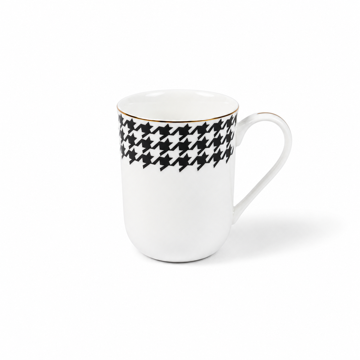Houndstooth Noir Coffee Mug Set – 2 Pieces