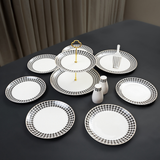 Houndstooth Noir Fine Bone China Serveware Set