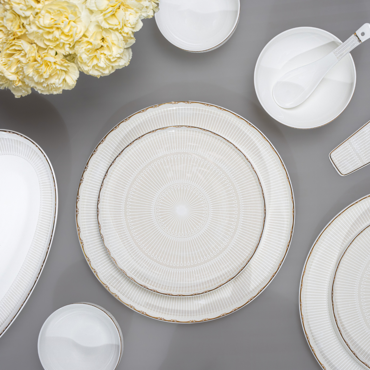 Imperial Halo 37 Piece Fine Bone China Dinner Set