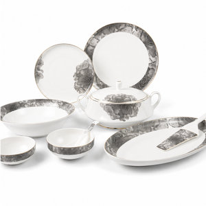 Black Smoke 37-Piece Fine Bone China Dinner Set