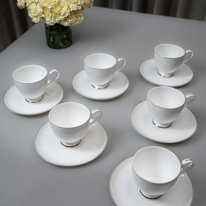 Ivory Radiance Cup & Saucer Set – 12 Pieces