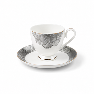 Black Smoke Cup & Saucer Set – 12 Pieces