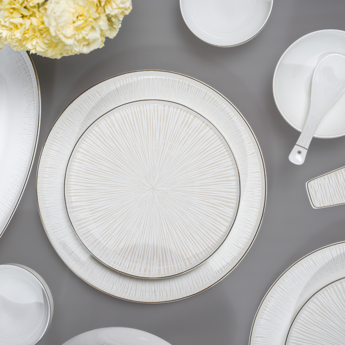 Ivory Radiance 37-Piece Fine Bone China Dinner Set