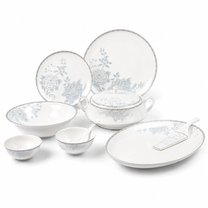 Mist Peony 37-Piece Fine Bone China Dinner Set
