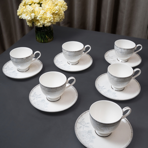 Mist Peony Cup & Saucer Set – 12 Pieces