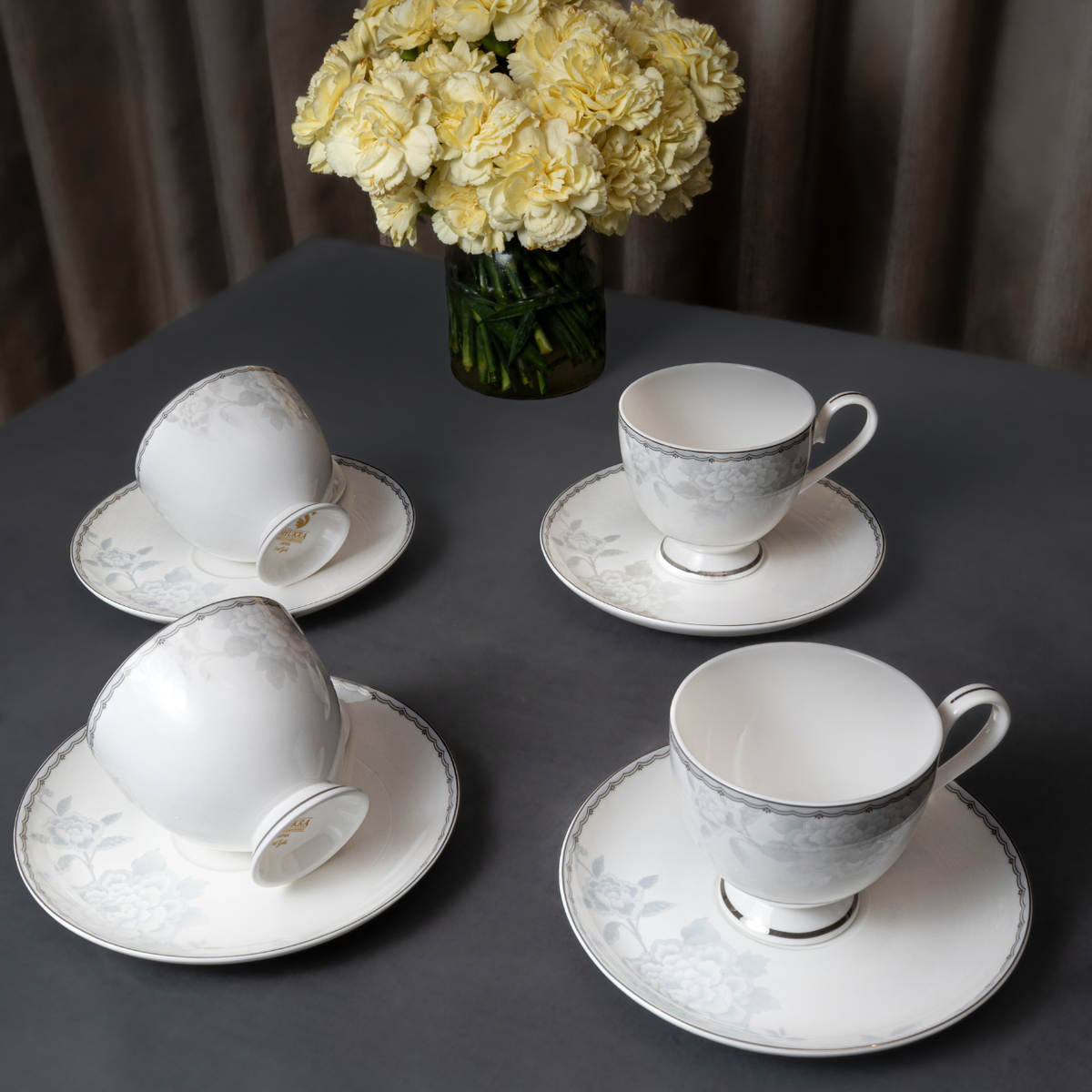 Mist Peony 37-Piece Fine Bone China Dinner Set