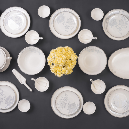 Mist Peony 37-Piece Fine Bone China Dinner Set