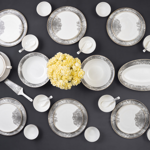 Black Smoke 37-Piece Fine Bone China Dinner Set