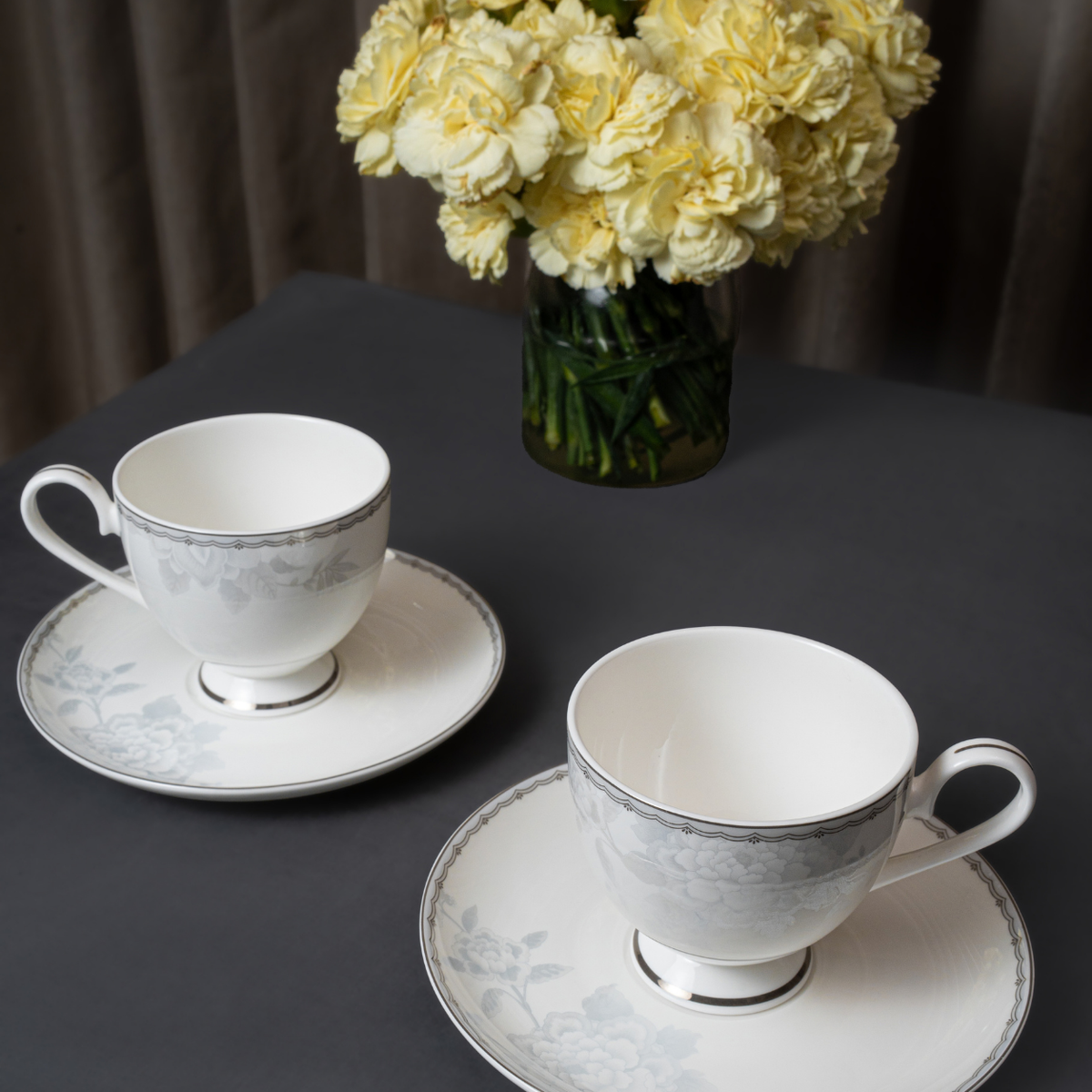 Mist Peony Cup & Saucer Set – 12 Pieces