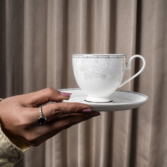 Mist Peony Cup & Saucer Set – 12 Pieces