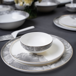 Black Smoke 37-Piece Fine Bone China Dinner Set