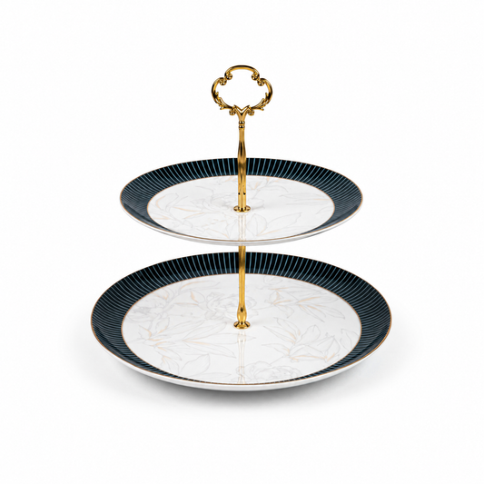 Noir Meridian Double Tier Serving Stand – 2 Tier