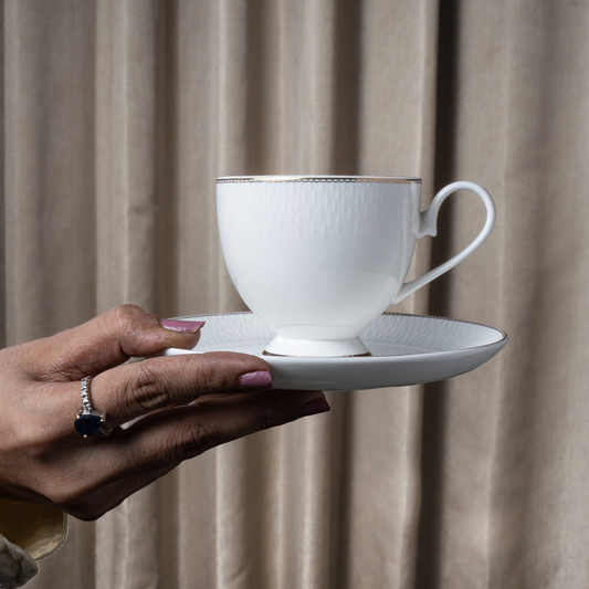 Pearl Essence Cup & Saucer Set – 12 Pieces