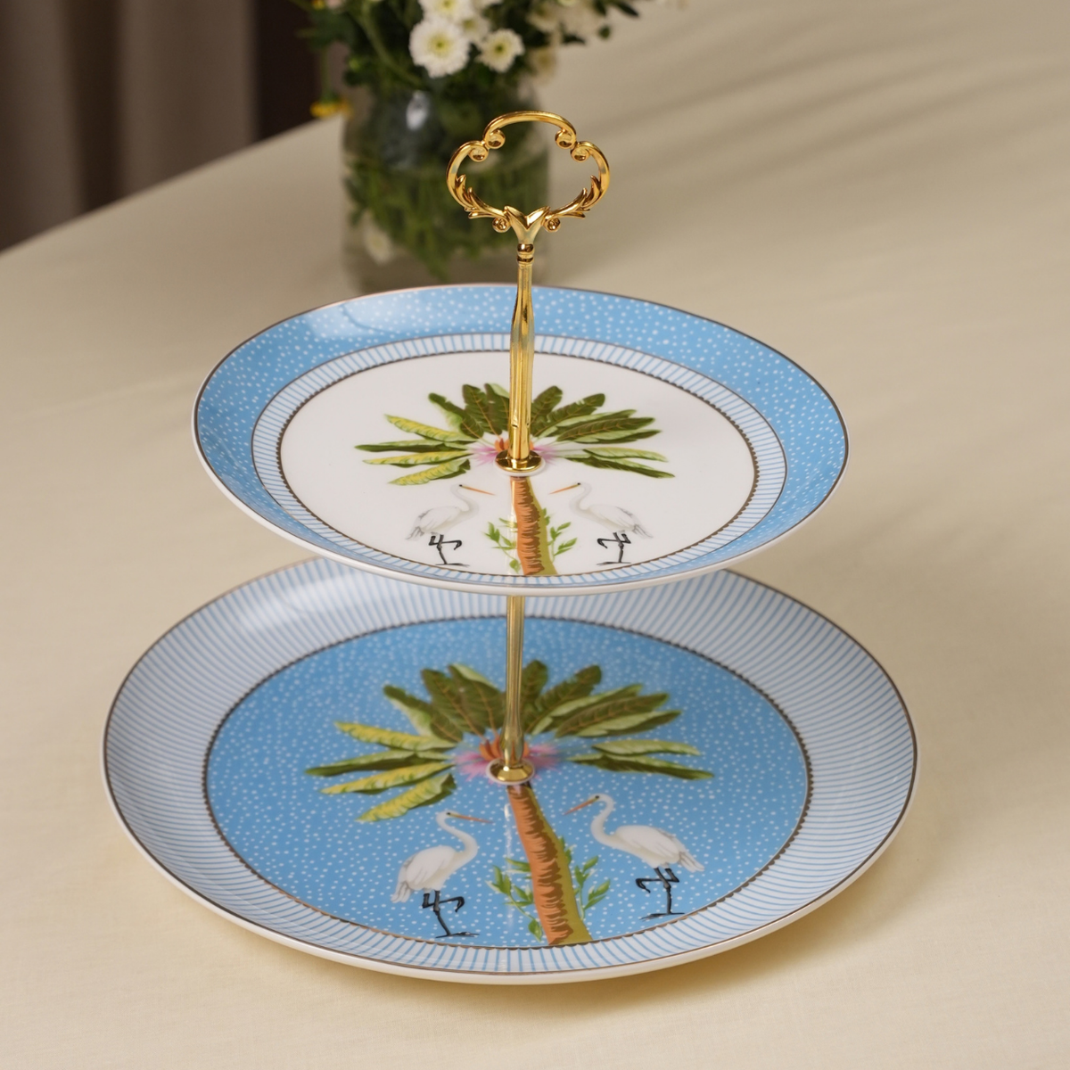 Riviera Palm Double Tier Serving Stand – 2 Tier