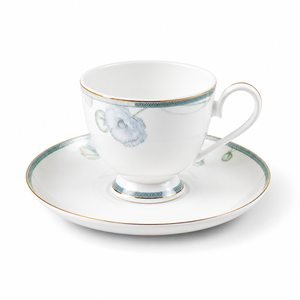 Verdant Bloom Cup & Saucer Set – 12 Pieces