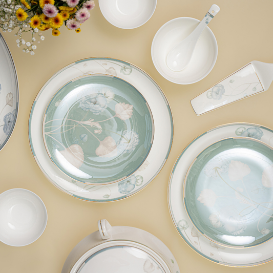 Verdant Bloom 37-Piece Fine Bone China Dinner Set