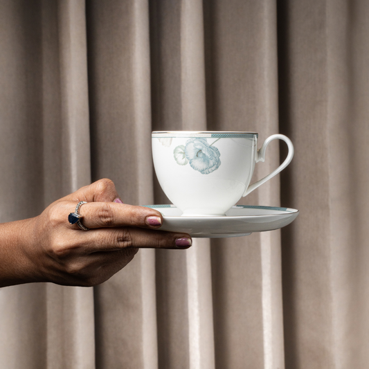 Verdant Bloom Cup & Saucer Set – 12 Pieces