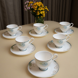 Verdant Bloom Cup & Saucer Set – 12 Pieces