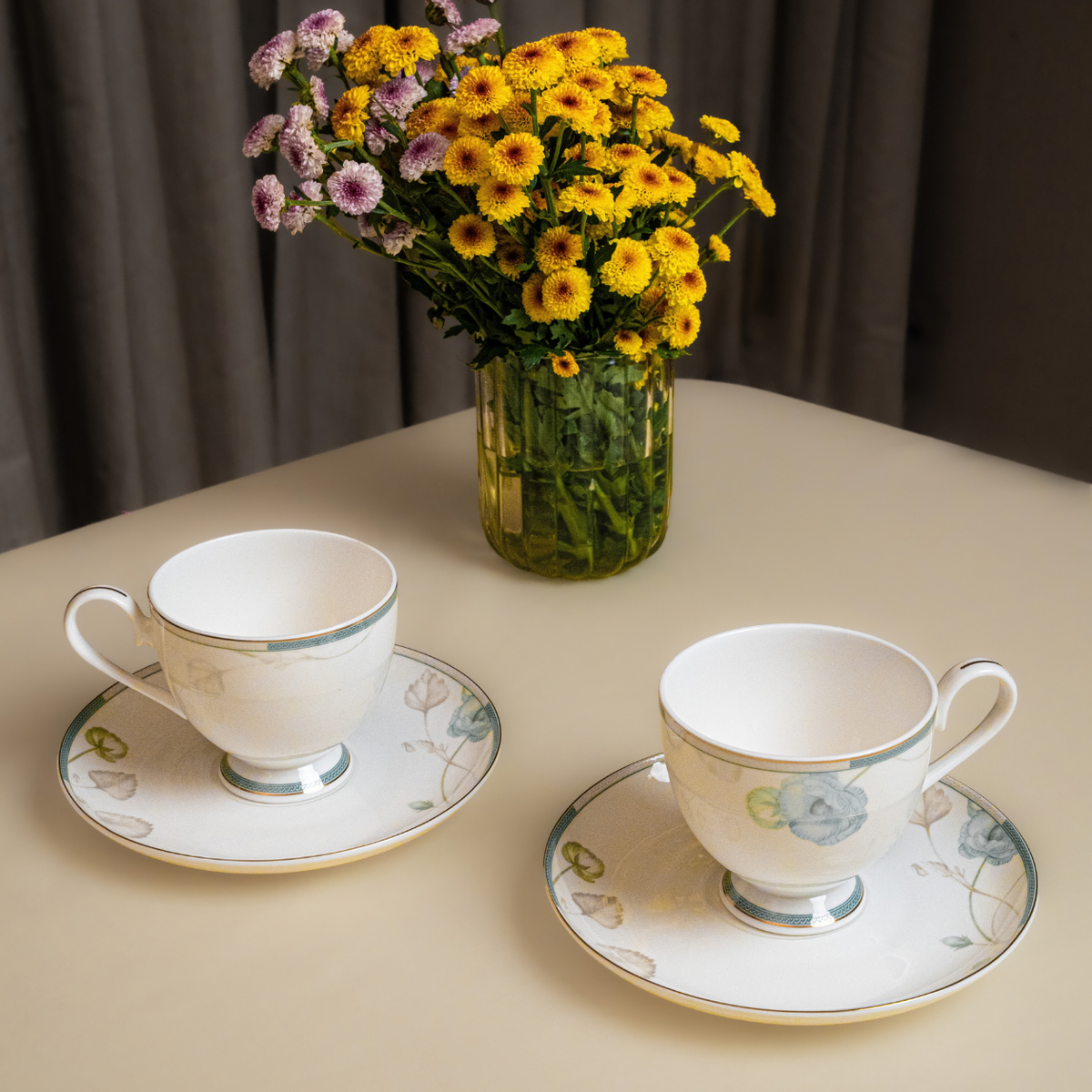 Verdant Bloom 37-Piece Fine Bone China Dinner Set