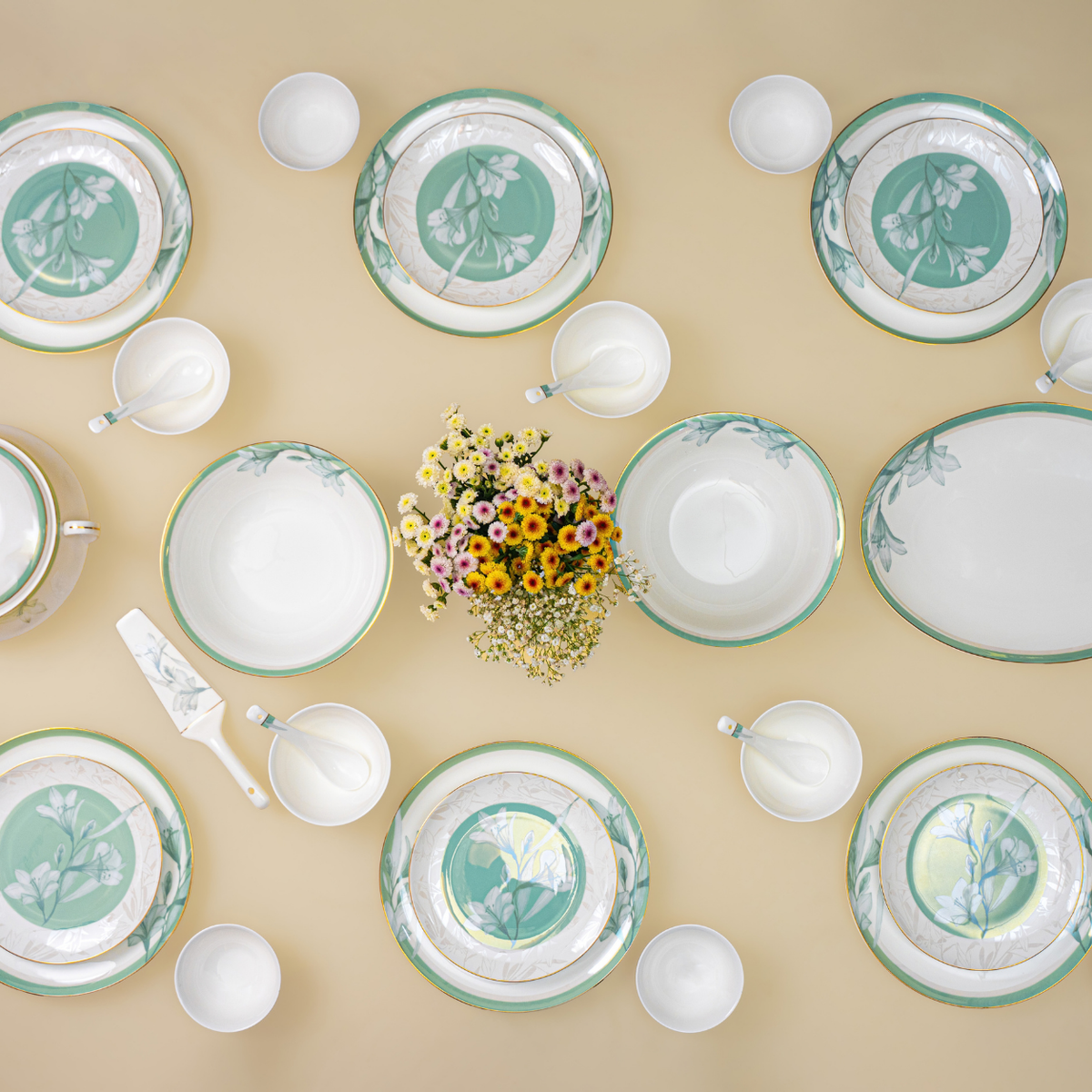 Celadon Reverie 37-Piece Fine Bone China Dinner Set