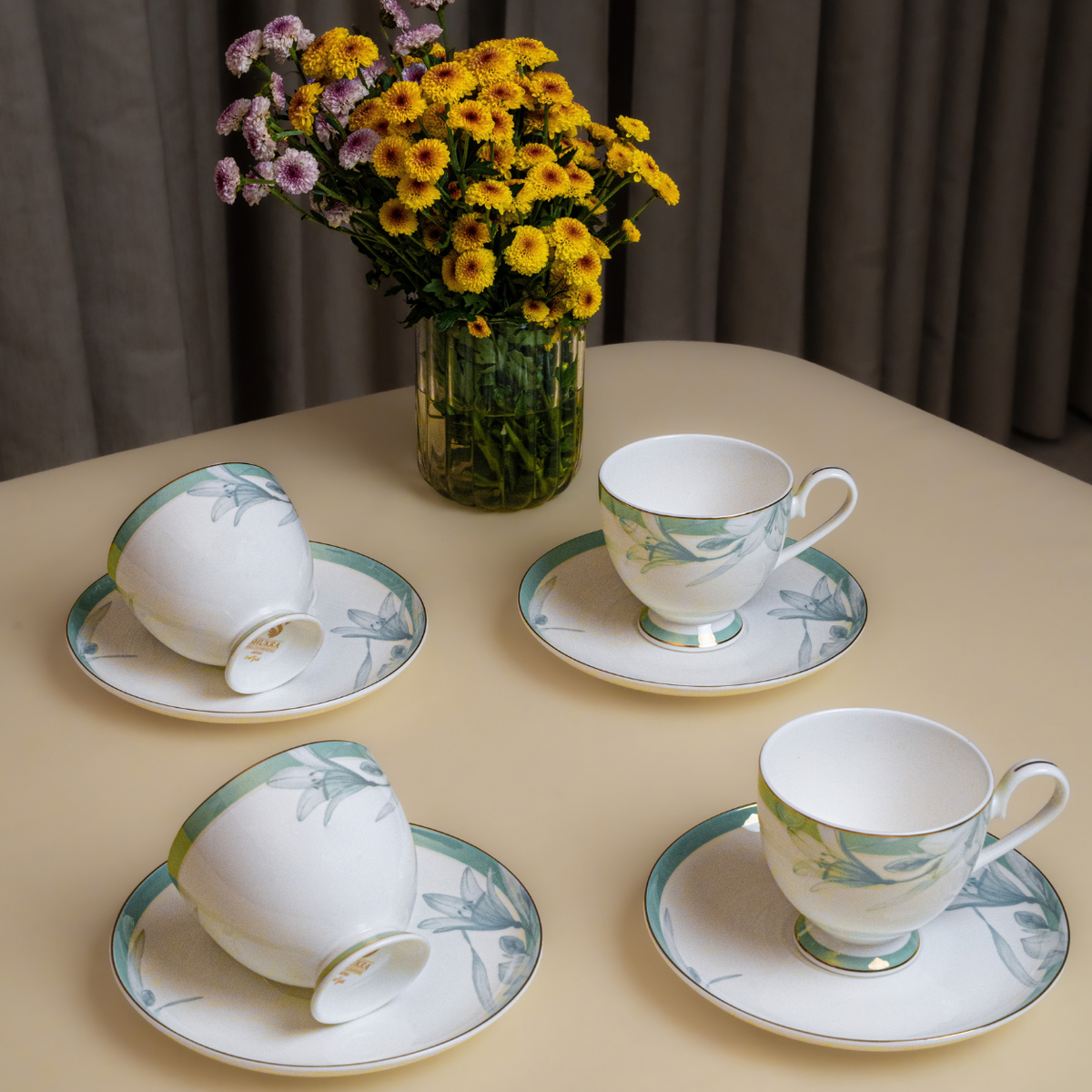 Celadon Reverie Cup & Saucer Set – 12 Pieces
