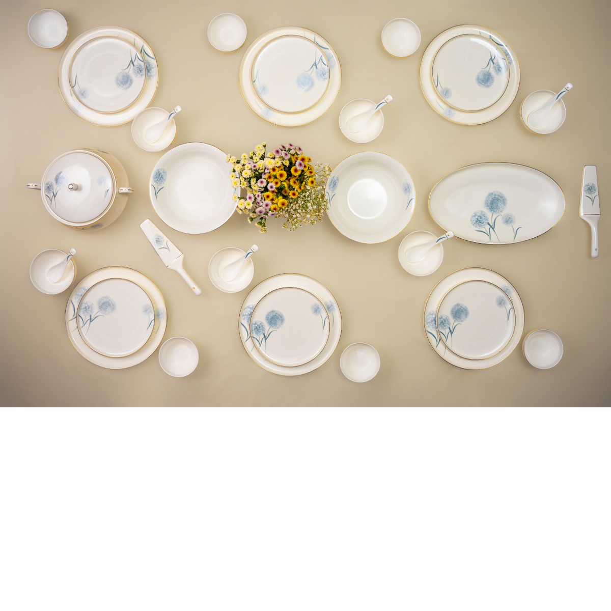 Celeste Bloom 37-Piece Fine Bone China Dinner Set