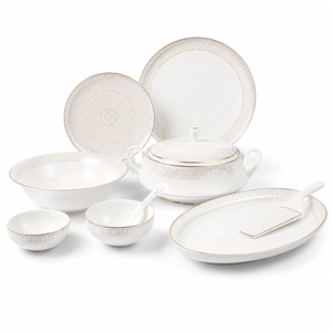 Celestine Lattice 37-Piece Fine Bone China Dinner Set