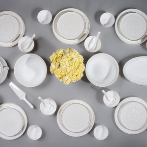 Celestine Lattice 37-Piece Fine Bone China Dinner Set