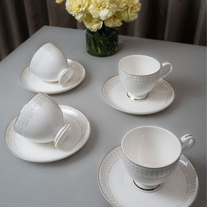 Celestine Lattice Cup & Saucer Set – 12 Pieces