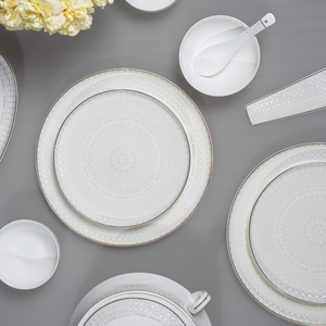 Celestine Lattice 37-Piece Fine Bone China Dinner Set