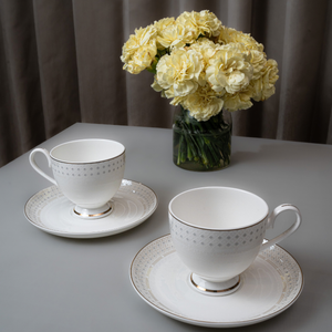 Celestine Lattice Cup & Saucer Set – 12 Pieces