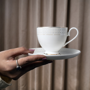 Celestine Lattice Cup & Saucer Set – 12 Pieces