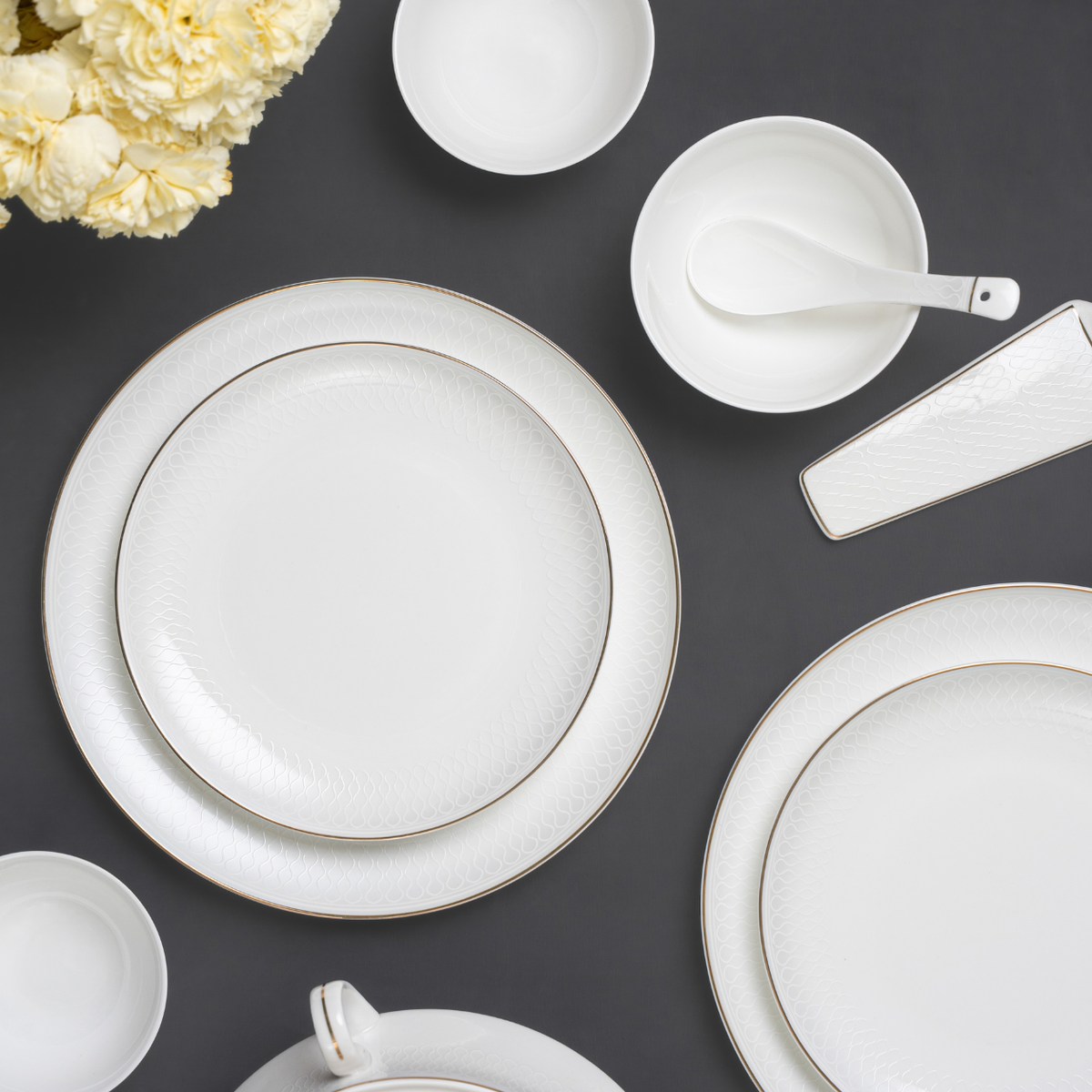 Eterna Weave 37-Piece Fine Bone China Dinner Set