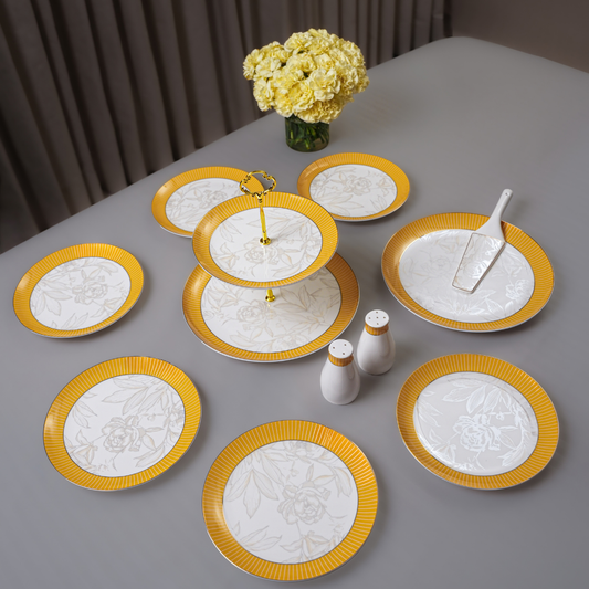 Gilded Meridian Fine Bone China Serveware Set