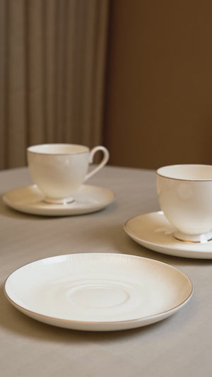 Ivory Radiance Cup & Saucer Set – 12 Pieces
