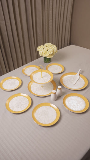 Gilded Meridian Fine Bone China Serveware Set