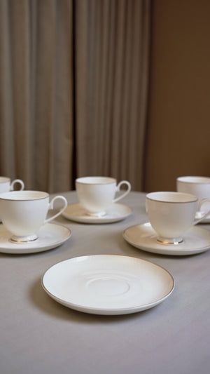 Pearl Essence Cup & Saucer Set – 12 Pieces