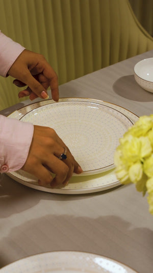 Celestine Lattice 37-Piece Fine Bone China Dinner Set