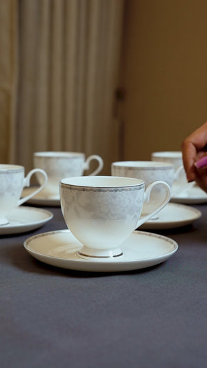 Mist Peony Cup & Saucer Set – 12 Pieces